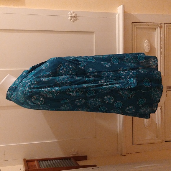 Christopher and Banks turquoise print cotton top Sz XL - Picture 3 of 10